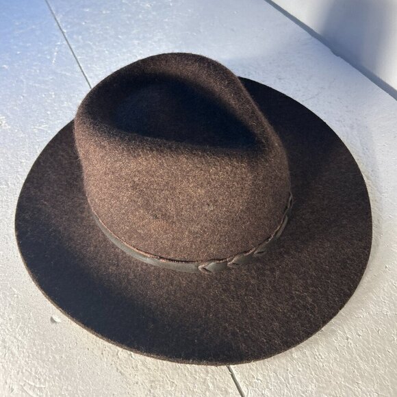 Vintage Eddie Bauer Wool Fedora Brown SZ S/M  Hat classic outback western - Picture 1 of 11